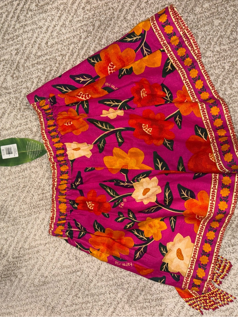 NWT FARM Rio Pink and Orange Floral Bow-Front Tapestry Shorts - Picture 4 of 6